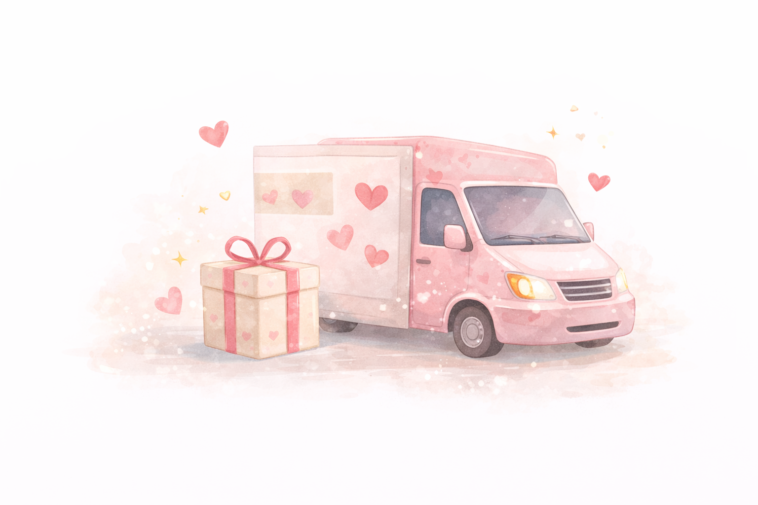 Camion de entrega con regalo